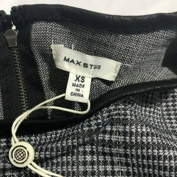Max Studio XS Sheath Dress Gray Plaid Short Sleeve - Picture 6 of 8